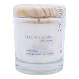 Vela de Lavanda en vidrio tapa de madera